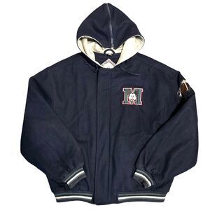 Vintage Disney Store Mickey Mouse Varsity Jacket Coat XL Navy Wool Embroidered